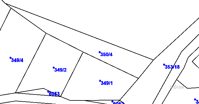 Parcela st. 350/4 v KÚ Lysice, Katastrální mapa