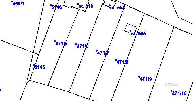 Parcela st. 471/7 v KÚ Lysice, Katastrální mapa