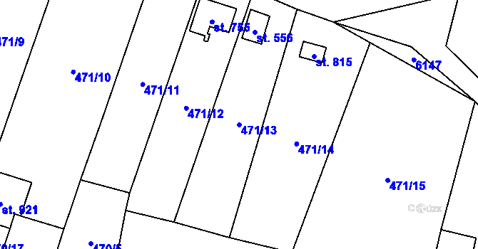 Parcela st. 471/13 v KÚ Lysice, Katastrální mapa