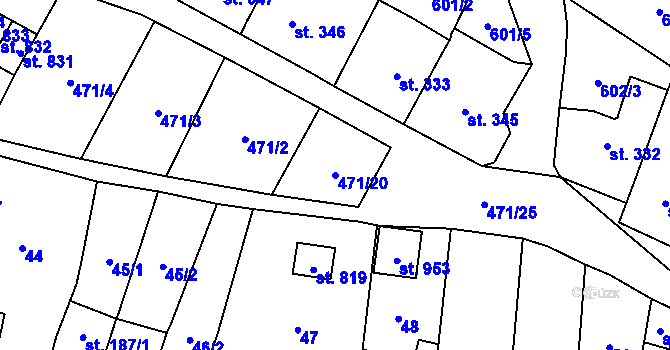 Parcela st. 471/20 v KÚ Lysice, Katastrální mapa