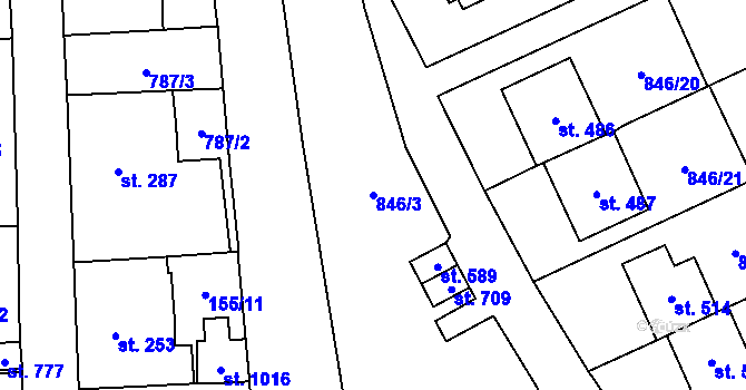 Parcela st. 846/3 v KÚ Lysice, Katastrální mapa