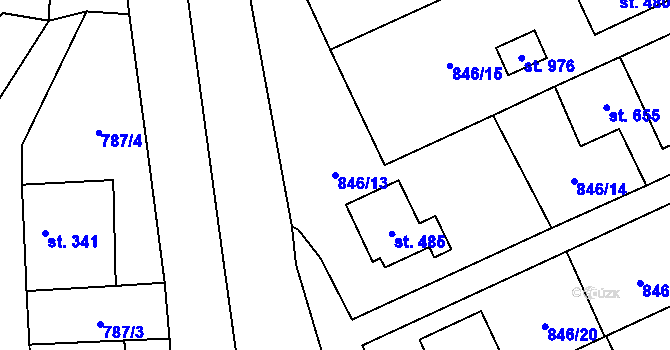 Parcela st. 846/13 v KÚ Lysice, Katastrální mapa