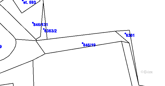 Parcela st. 846/19 v KÚ Lysice, Katastrální mapa