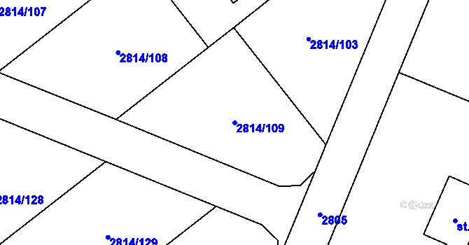 Parcela st. 2814/109 v KÚ Lysice, Katastrální mapa