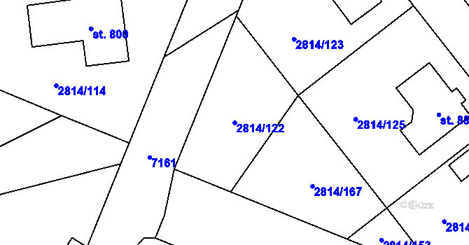 Parcela st. 2814/122 v KÚ Lysice, Katastrální mapa
