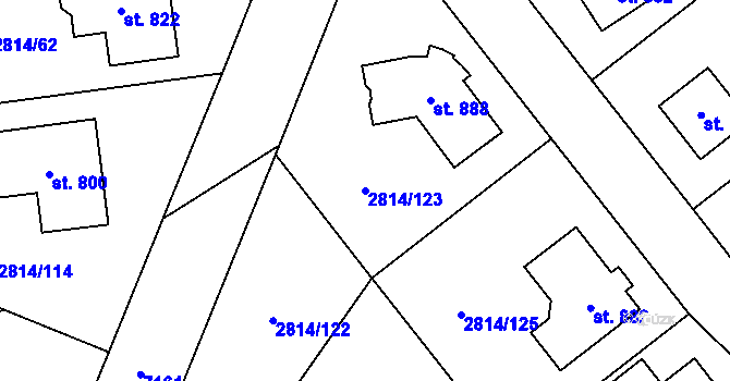 Parcela st. 2814/123 v KÚ Lysice, Katastrální mapa
