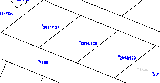 Parcela st. 2814/128 v KÚ Lysice, Katastrální mapa