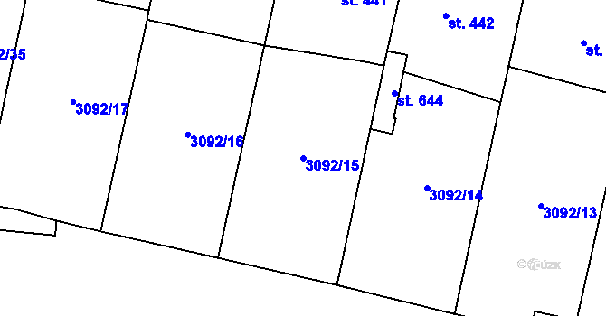 Parcela st. 3092/15 v KÚ Lysice, Katastrální mapa