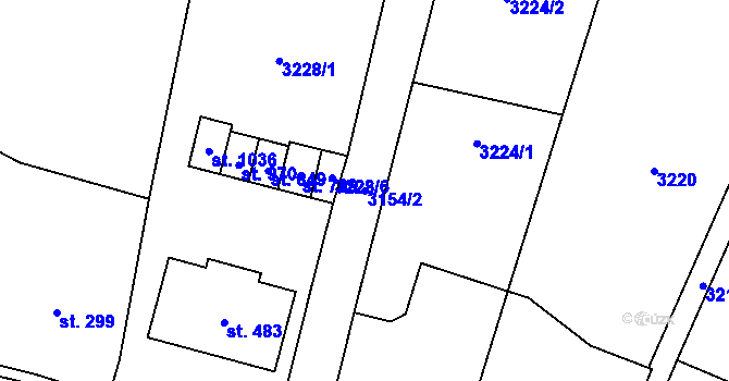 Parcela st. 3154/2 v KÚ Lysice, Katastrální mapa