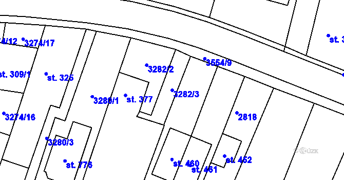 Parcela st. 3282/3 v KÚ Lysice, Katastrální mapa