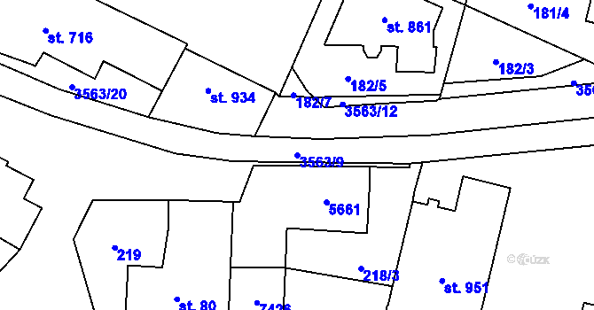 Parcela st. 3563/9 v KÚ Lysice, Katastrální mapa