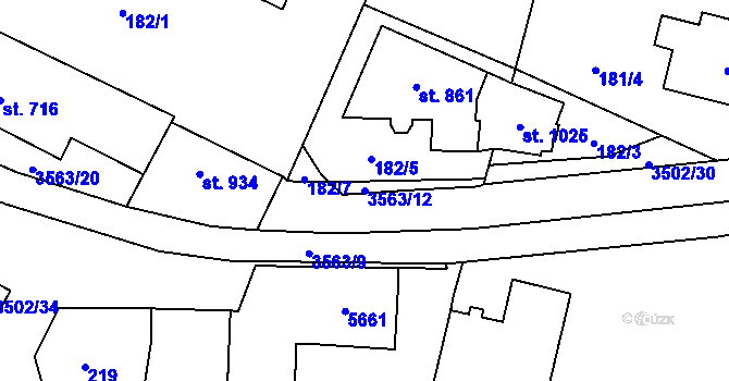 Parcela st. 3563/12 v KÚ Lysice, Katastrální mapa