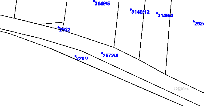 Parcela st. 2672/4 v KÚ Lysice, Katastrální mapa