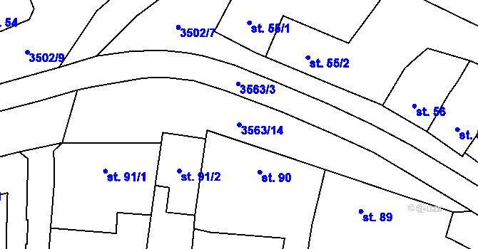 Parcela st. 3563/14 v KÚ Lysice, Katastrální mapa