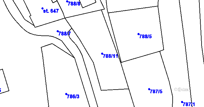 Parcela st. 788/11 v KÚ Lysice, Katastrální mapa