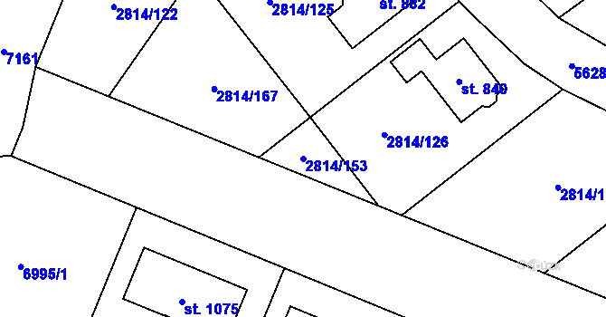 Parcela st. 2814/153 v KÚ Lysice, Katastrální mapa