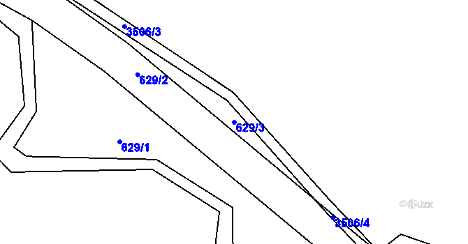 Parcela st. 629/3 v KÚ Lysice, Katastrální mapa