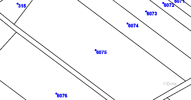 Parcela st. 6075 v KÚ Lysice, Katastrální mapa