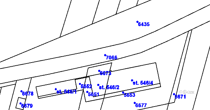 Parcela st. 7066 v KÚ Lysice, Katastrální mapa