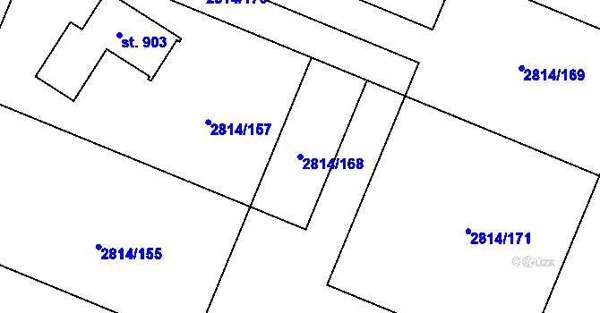 Parcela st. 2814/168 v KÚ Lysice, Katastrální mapa
