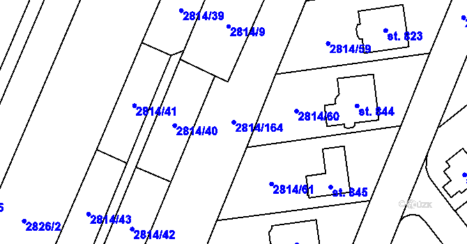 Parcela st. 2814/164 v KÚ Lysice, Katastrální mapa