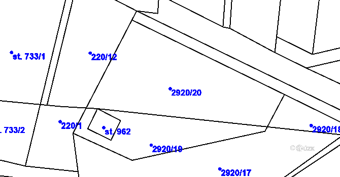 Parcela st. 2920/20 v KÚ Lysice, Katastrální mapa