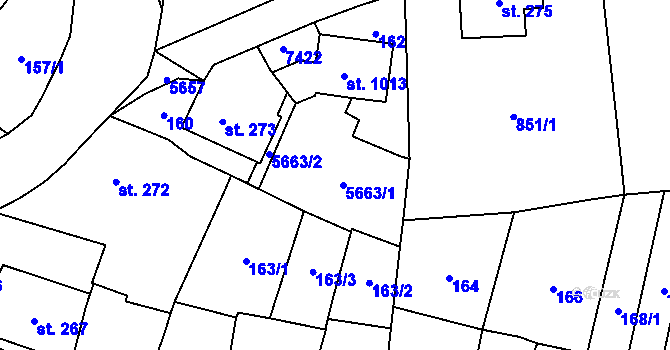 Parcela st. 5663 v KÚ Lysice, Katastrální mapa