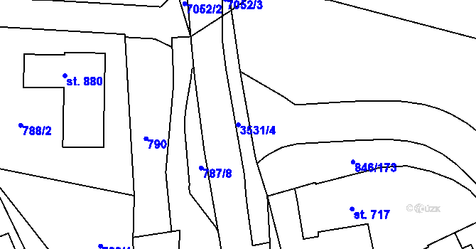Parcela st. 3531/4 v KÚ Lysice, Katastrální mapa