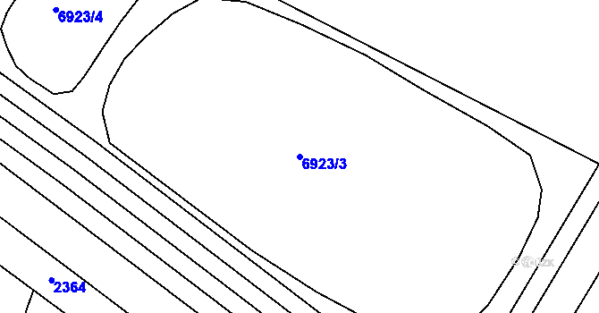 Parcela st. 6923/3 v KÚ Lysice, Katastrální mapa