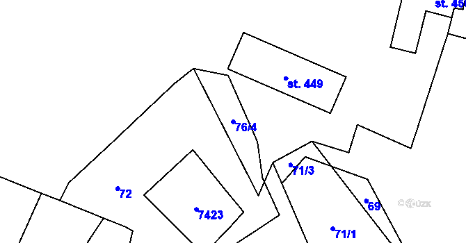 Parcela st. 76/4 v KÚ Lysice, Katastrální mapa