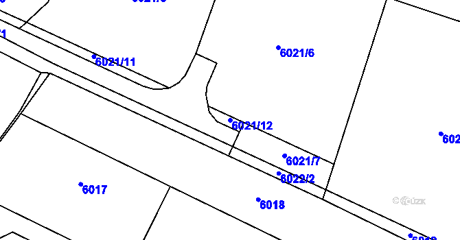 Parcela st. 6021/12 v KÚ Lysice, Katastrální mapa