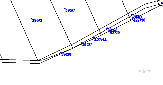 Parcela st. 392/7 v KÚ Lysůvky, Katastrální mapa