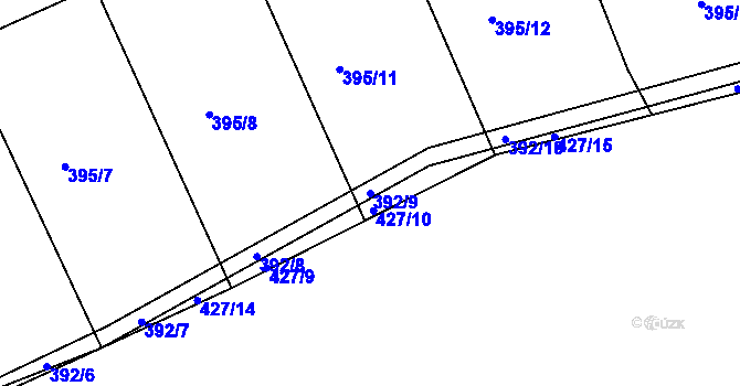 Parcela st. 392/9 v KÚ Lysůvky, Katastrální mapa