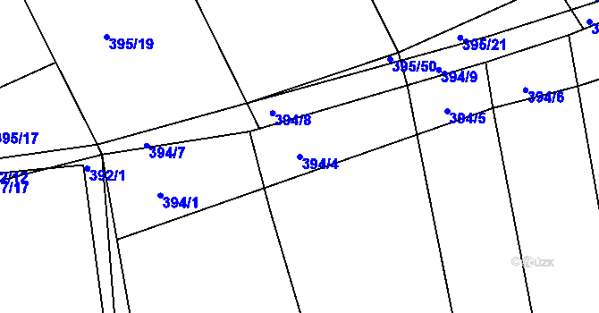 Parcela st. 394/4 v KÚ Lysůvky, Katastrální mapa