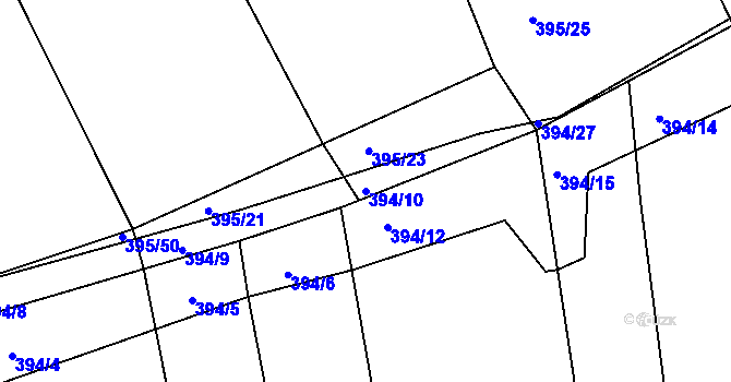 Parcela st. 394/10 v KÚ Lysůvky, Katastrální mapa