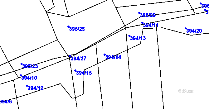 Parcela st. 394/14 v KÚ Lysůvky, Katastrální mapa