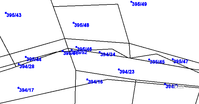 Parcela st. 394/24 v KÚ Lysůvky, Katastrální mapa