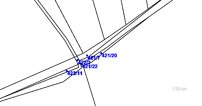 Parcela st. 421/20 v KÚ Lysůvky, Katastrální mapa