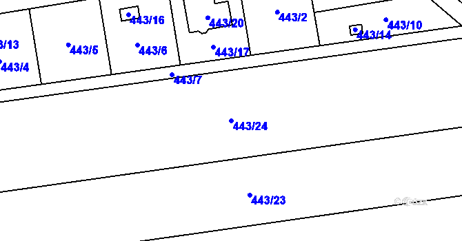 Parcela st. 443/24 v KÚ Lysůvky, Katastrální mapa