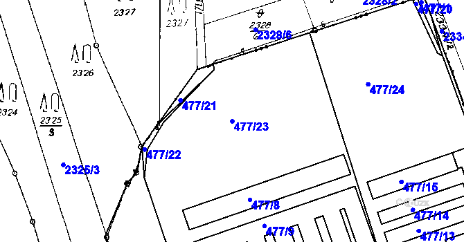 Parcela st. 477/23 v KÚ Lysůvky, Katastrální mapa