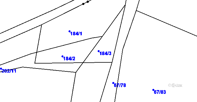 Parcela st. 184/3 v KÚ Lysůvky, Katastrální mapa