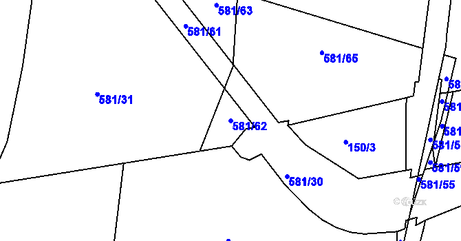 Parcela st. 581/62 v KÚ Lysůvky, Katastrální mapa