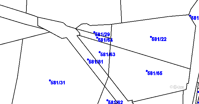 Parcela st. 581/63 v KÚ Lysůvky, Katastrální mapa