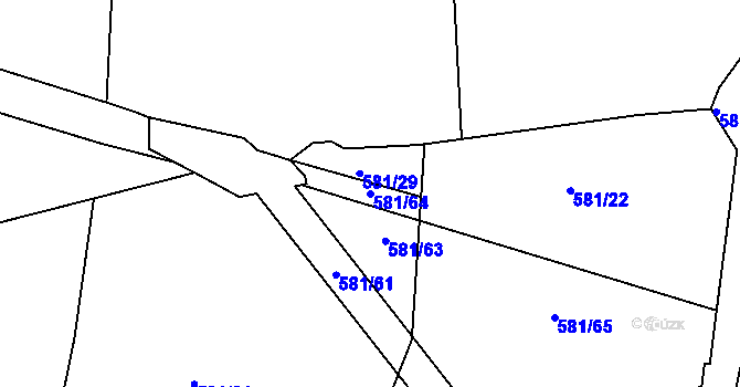 Parcela st. 581/64 v KÚ Lysůvky, Katastrální mapa