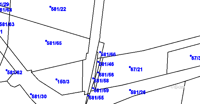 Parcela st. 581/66 v KÚ Lysůvky, Katastrální mapa