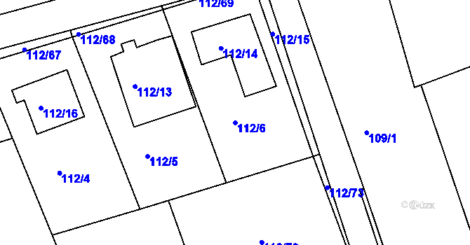 Parcela st. 112/6 v KÚ Lysůvky, Katastrální mapa
