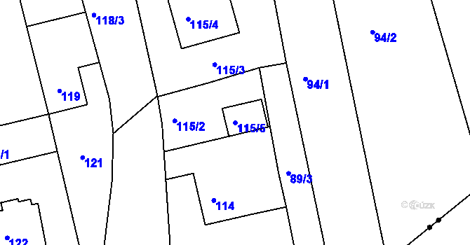 Parcela st. 115/5 v KÚ Lysůvky, Katastrální mapa