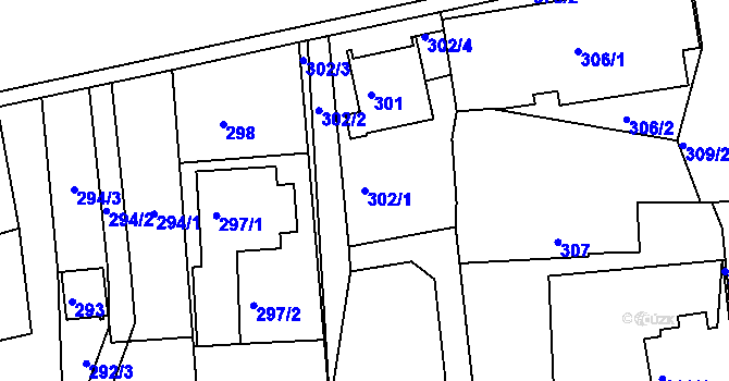 Parcela st. 302/1 v KÚ Lysůvky, Katastrální mapa