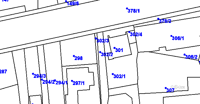 Parcela st. 302/2 v KÚ Lysůvky, Katastrální mapa