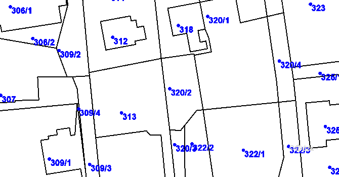 Parcela st. 320/2 v KÚ Lysůvky, Katastrální mapa